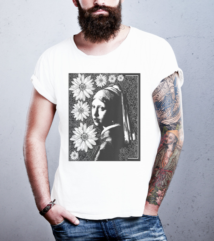 Girl With A Pearl Earring Floral T-Shirt