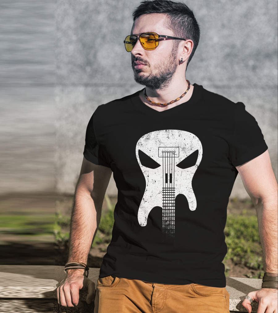 Guitar Skull Monster Classic Rock Music T-Shirt