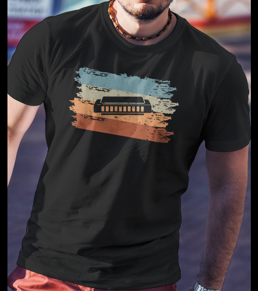 Harmonica Classic Vintage Retro Stripes T-Shirt