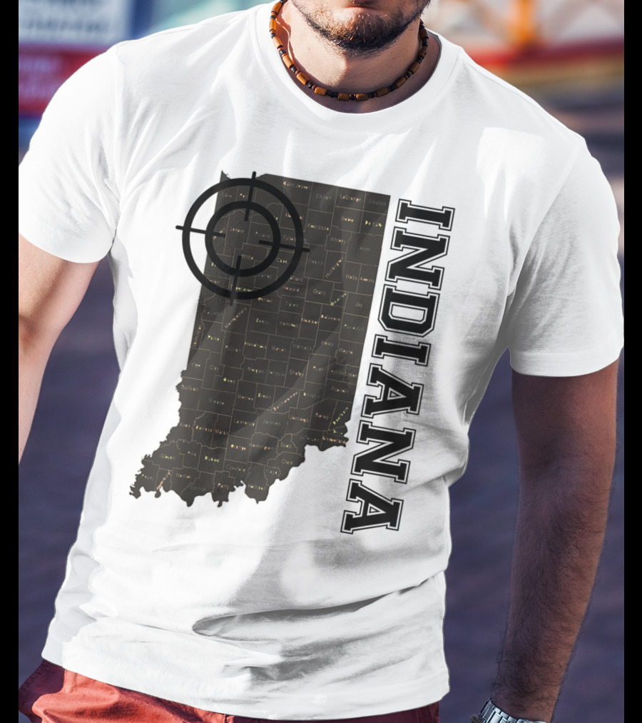 Indiana Map County Outline Vintage Classic Black EJ Maze T-Shirt