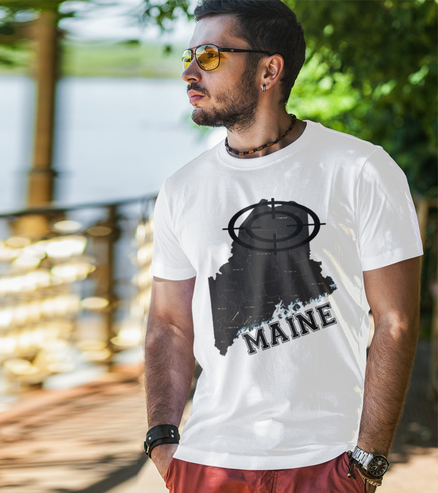 Maine Maps Classic Vintage Fun Target Overlay T-Shirt