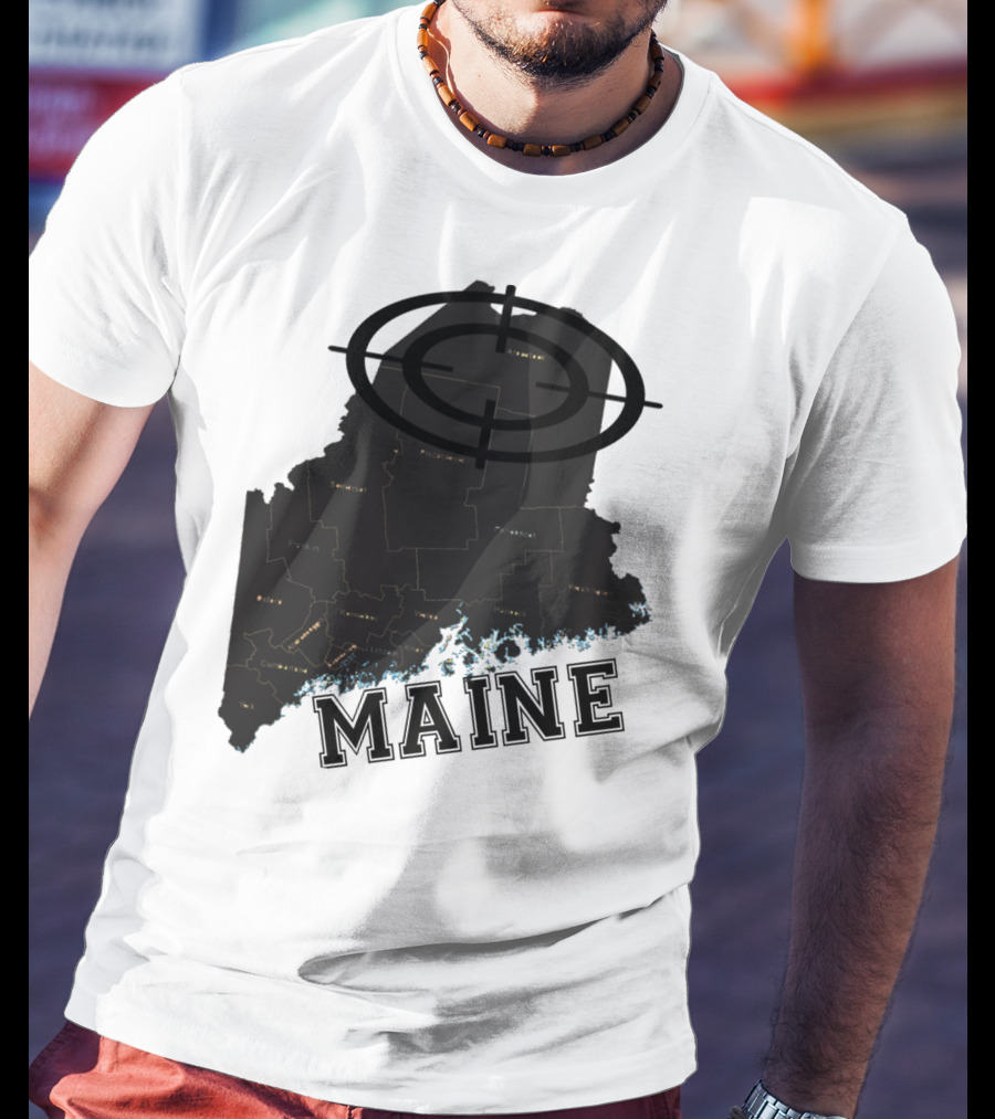 Maine Maps Classic Vintage Fun Target Overlay T-Shirt