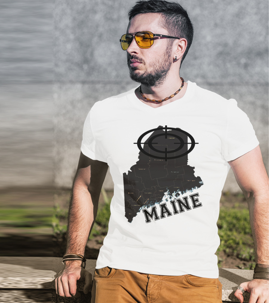 Maine Maps Classic Vintage Fun Target Overlay T-Shirt