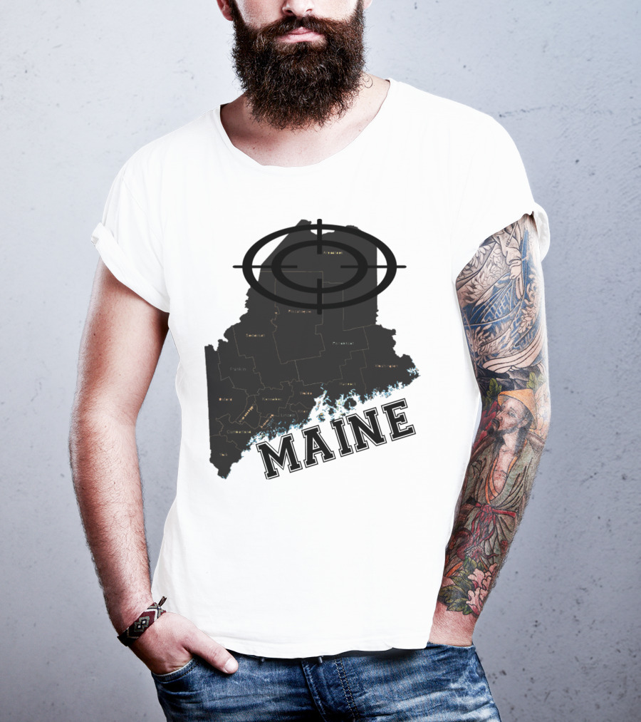Maine Maps Classic Vintage Fun Target Overlay T-Shirt