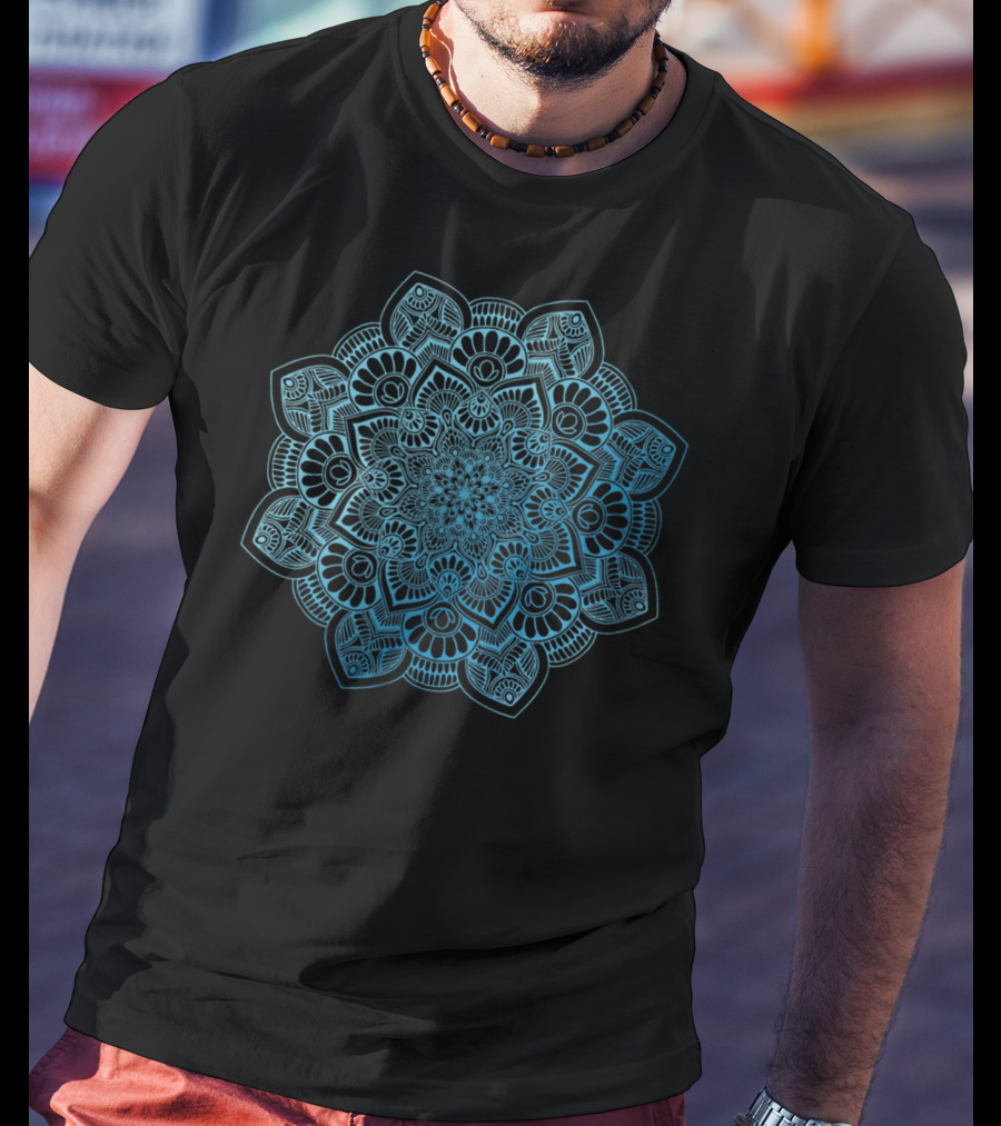 Mandala Flower Classic Blue T-Shirt