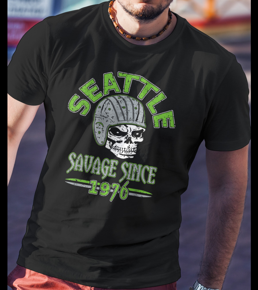 Seattle Savage Skull Helmet Since 1976 T-Shirt