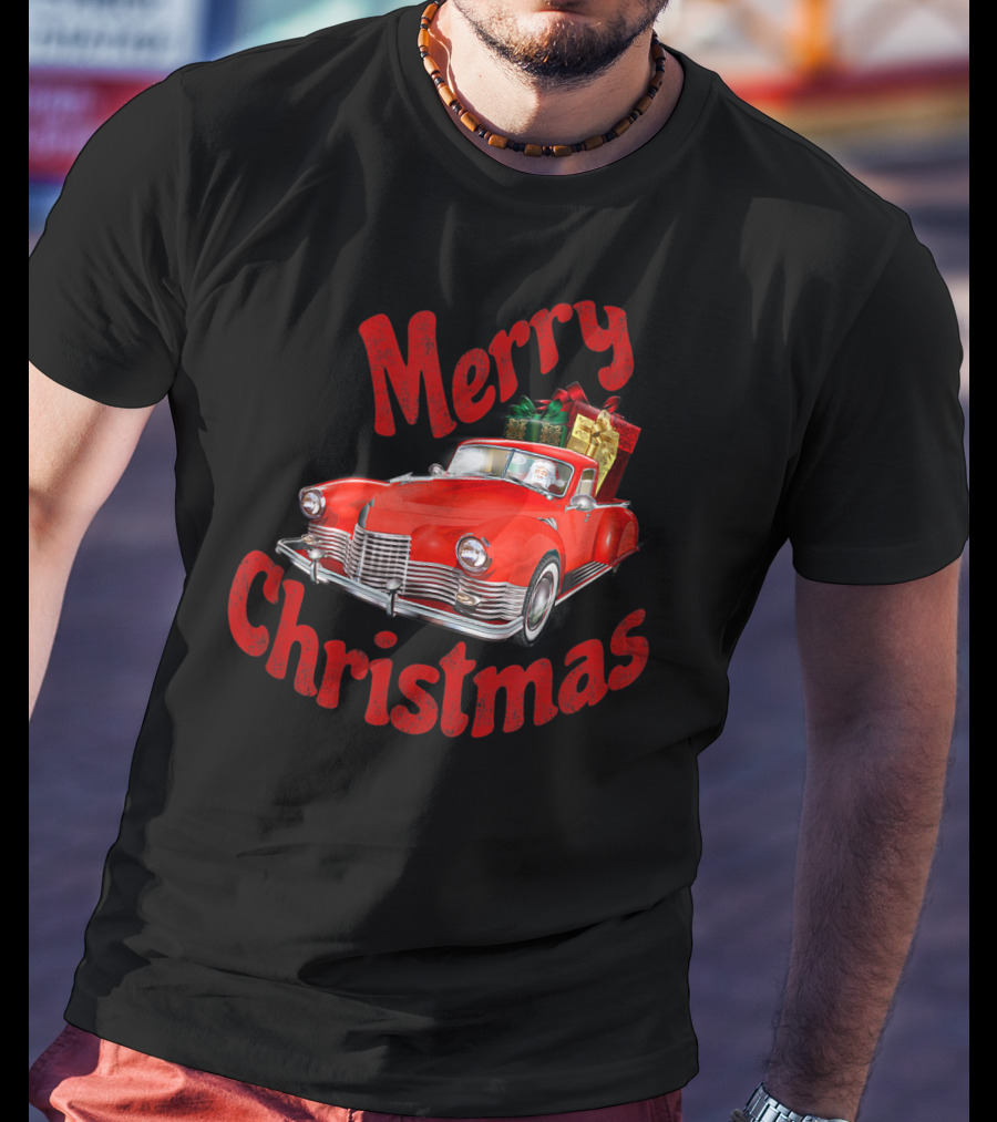 Merry Christmas Classic Car With Presents T-Shirt