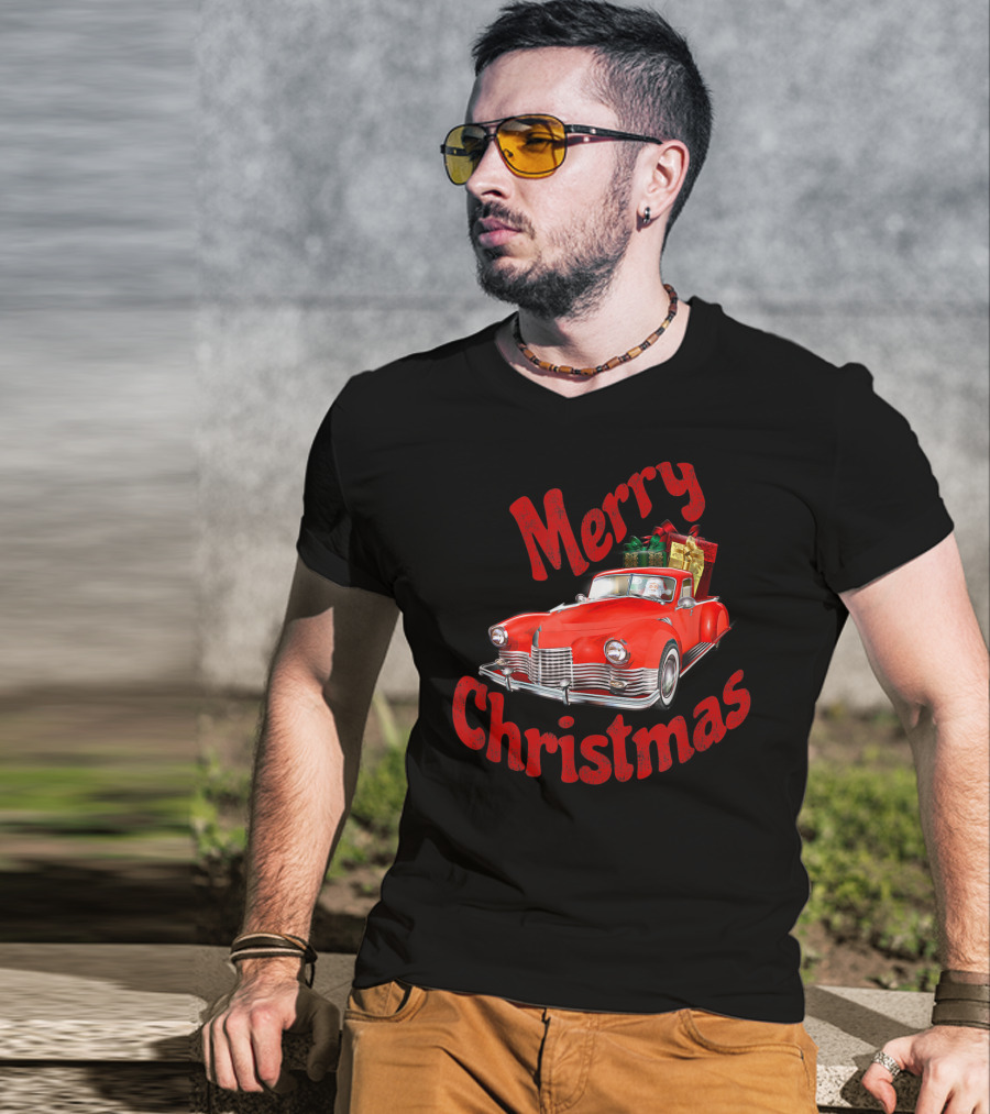 Merry Christmas Classic Car With Presents T-Shirt