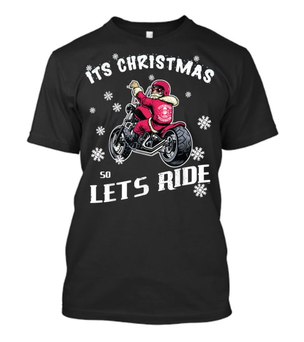 Christmas Motorcycle Let's Ride Classic Biker Snowflakes T-Shirt