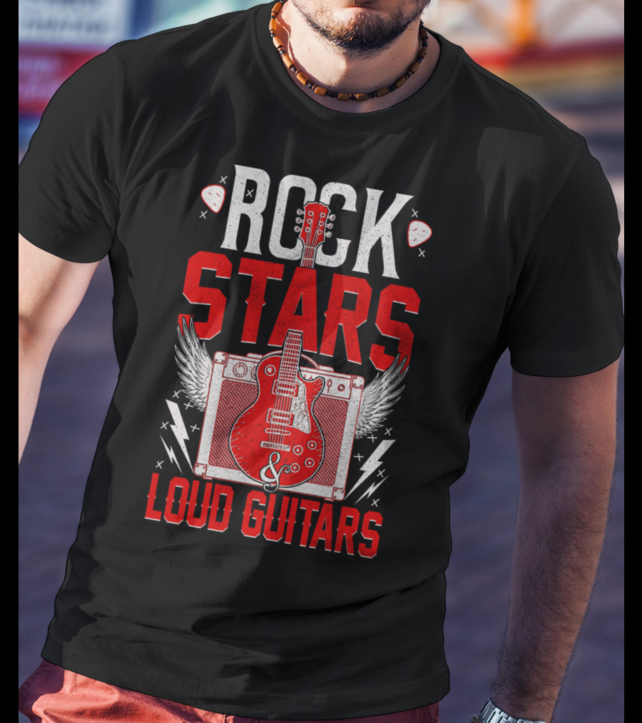 Rock Stars Loud Guitars Vintage Amplifier And Wings T-Shirt