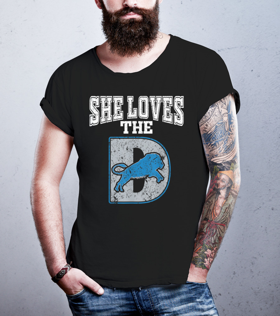 She Loves The D Detroit Michigan Lion Logou T-Shirt