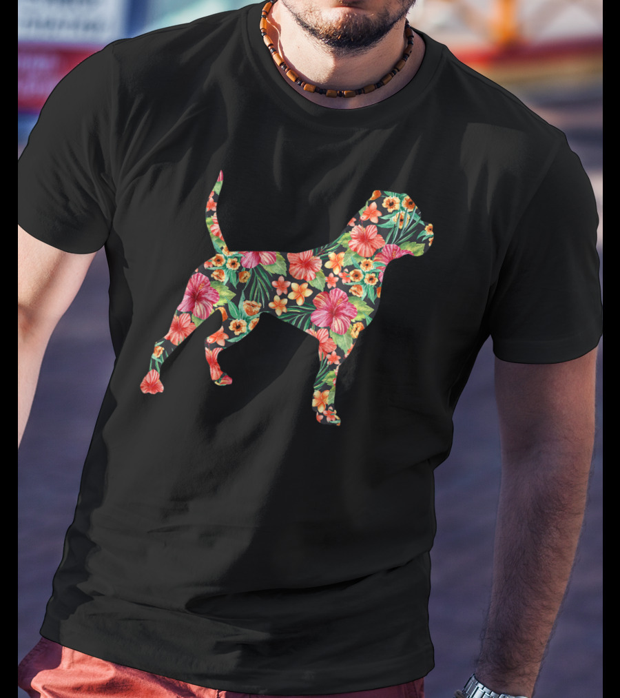 American Bulldog Tropical Floral T-Shirt