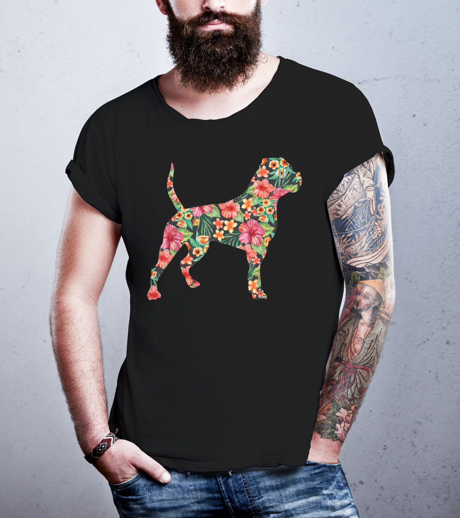 American Bulldog Tropical Floral T-Shirt