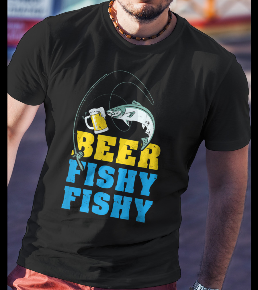 Beer Fishy Fishy Funny Drinking And Fishing Rod Fish Beer Mug T-Shirt