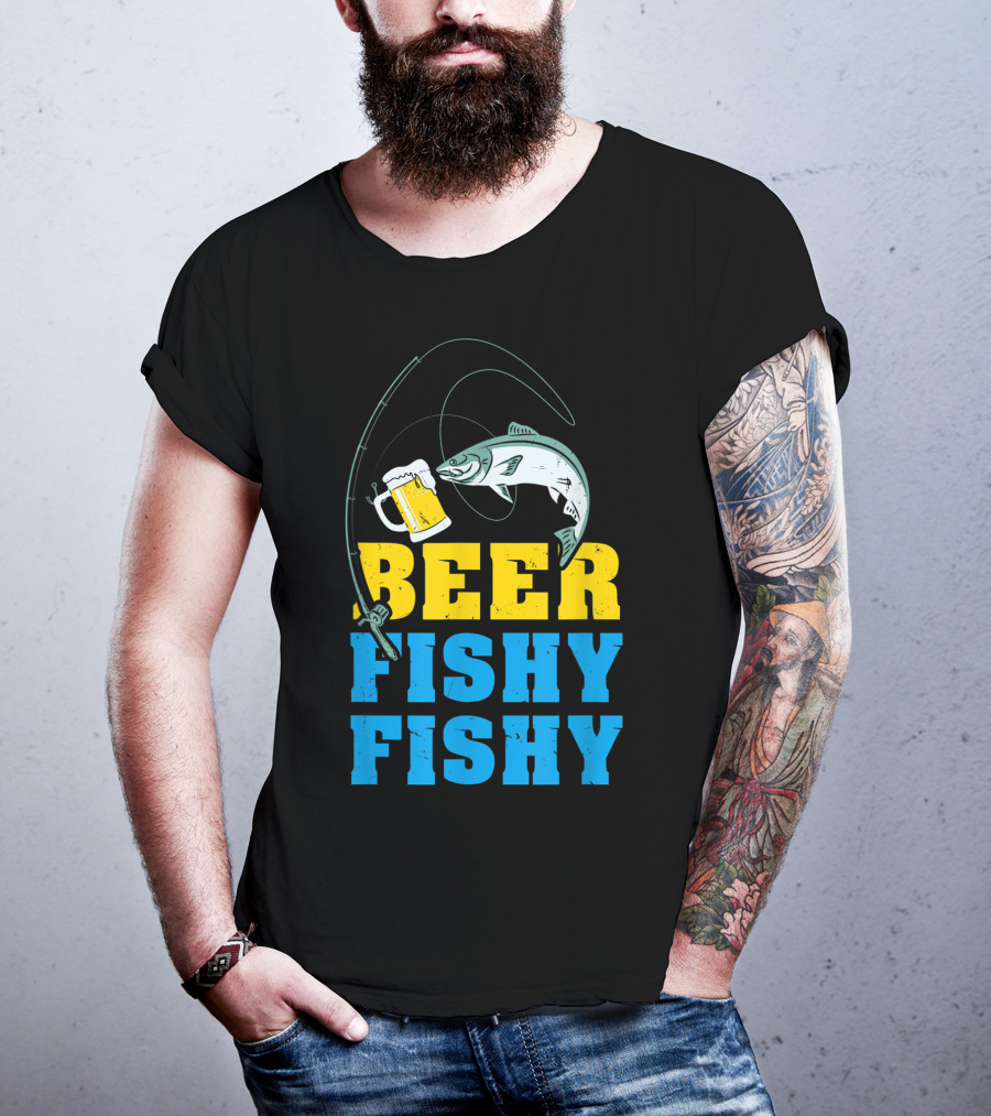 Beer Fishy Fishy Funny Drinking And Fishing Rod Fish Beer Mug T-Shirt