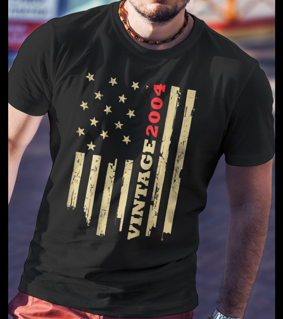 Vintage 2004 American Flag Birthday Gift T-Shirt