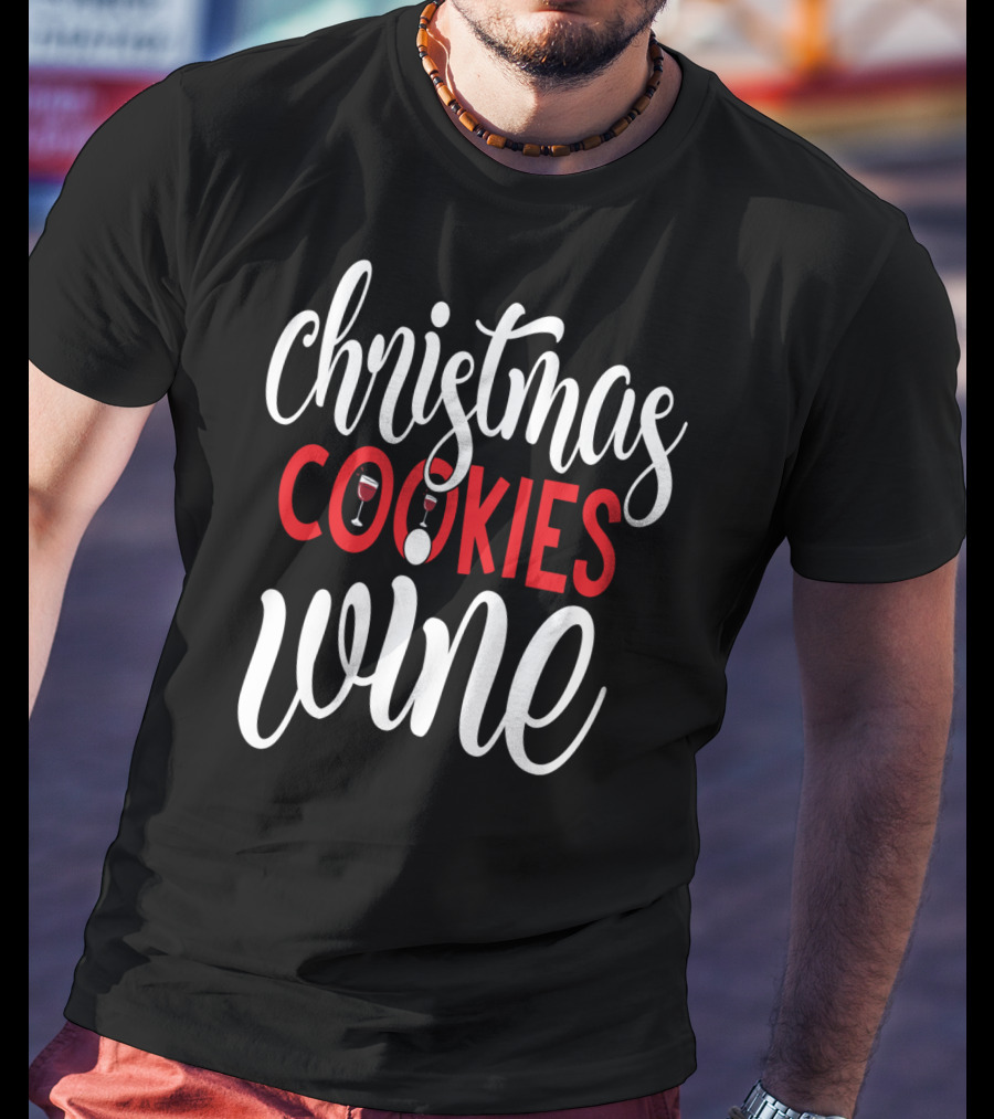 Christmas Cookies Wine Glass Holiday T-Shirt