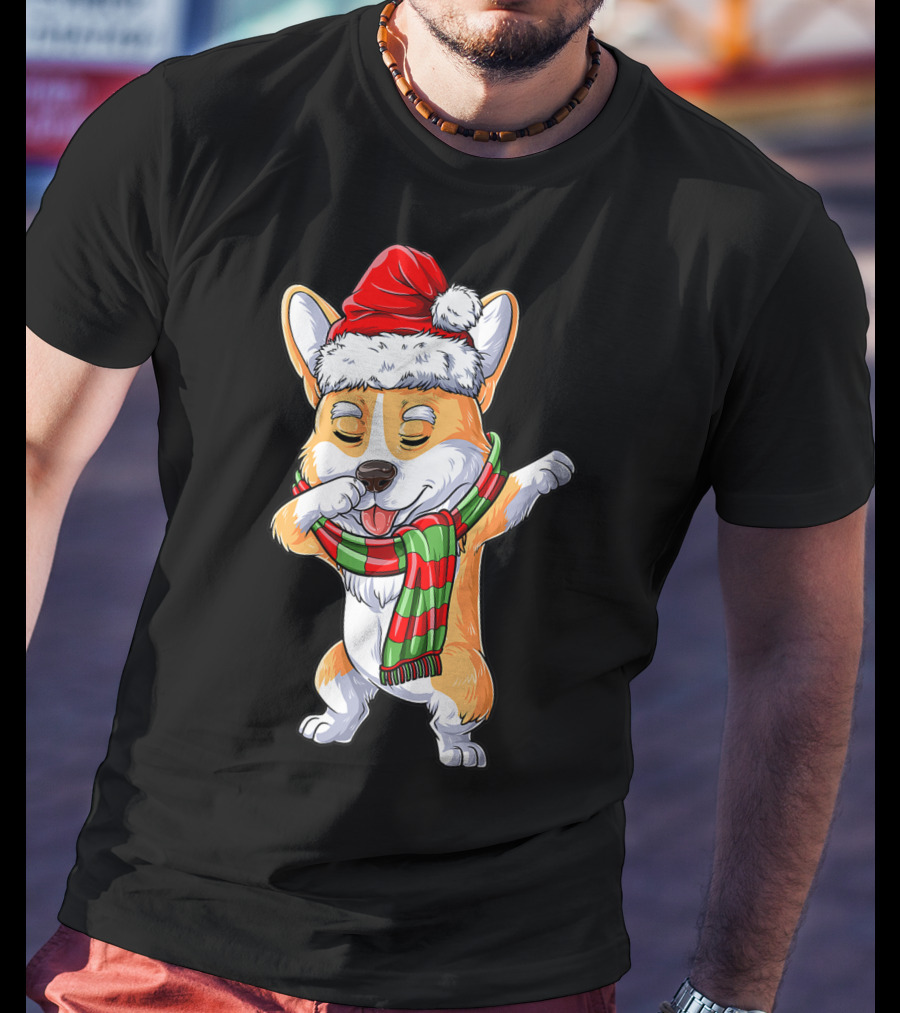 Corgi Santa Dabbing Christmas Girls Scarf T-Shirt