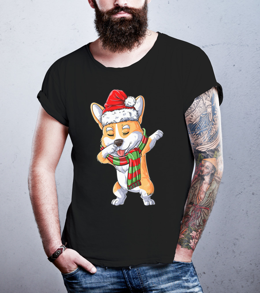 Corgi Santa Dabbing Christmas Girls Scarf T-Shirt
