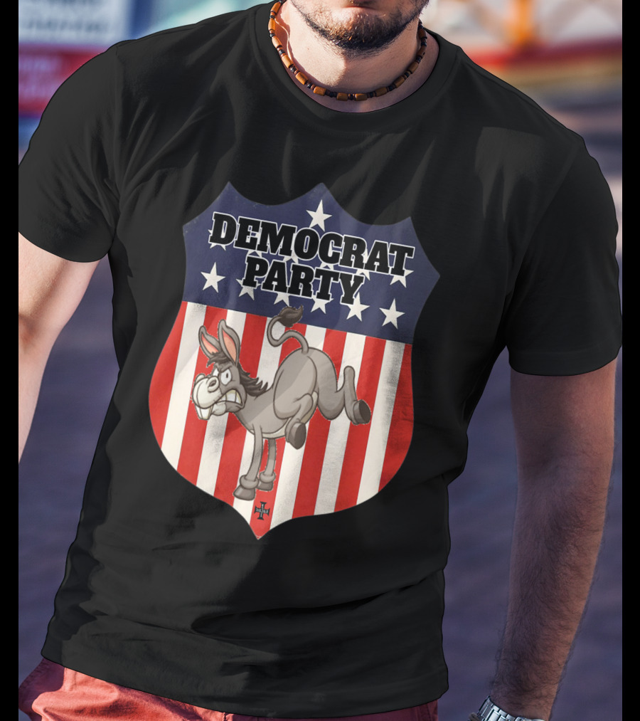 Democrat Party Shield Stars And Stripes Donkey T-Shirt