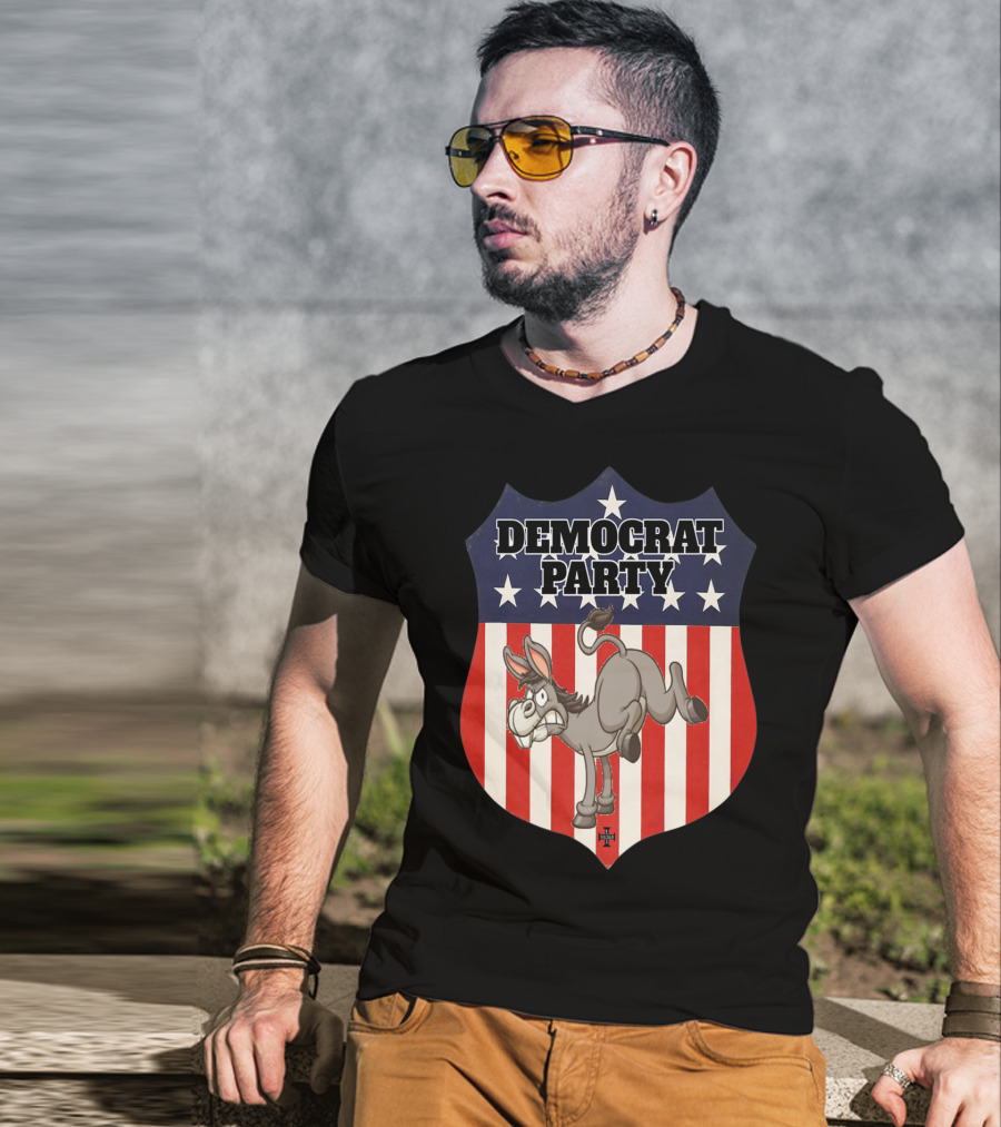Democrat Party Shield Stars And Stripes Donkey T-Shirt