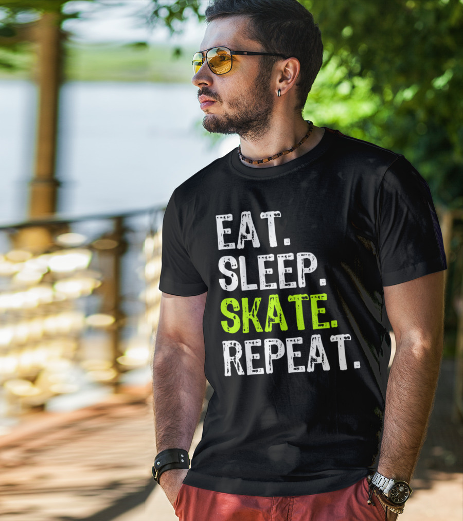 Eat Sleep Skate Repeat Skater Lifestyle Routine T-Shirt