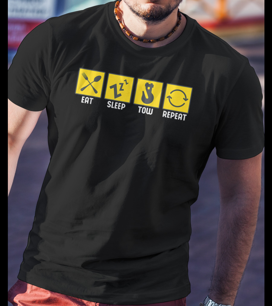 Eat Sleep Tow Repeat Funny Tow Truck Driver Icon Symbols T-Shirt