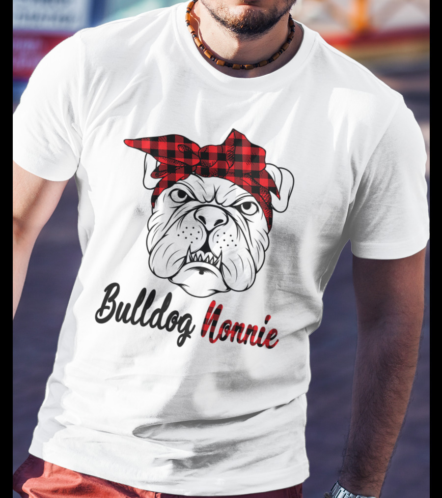 Bulldog Nonnie Plaid Red Bandana Costume T-Shirt