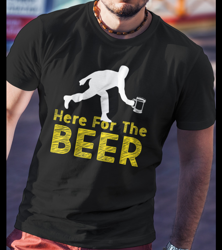 Funny Bowling Hobby Here For The Beer Drinking T-Shirt