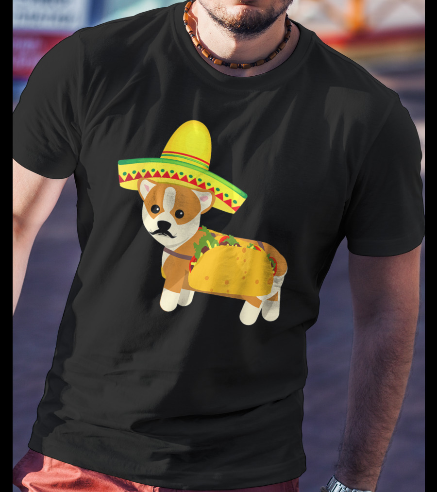 Cinco De Mayo Fiesta Corgi With Sombrero And Taco T-Shirt