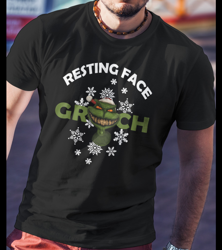 Resting Face Grinch Snowflake Humor T-Shirt