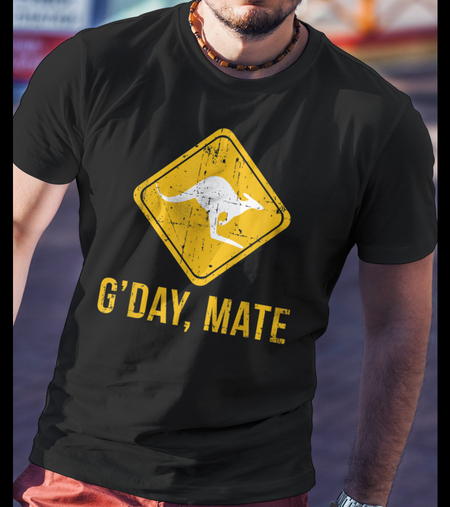 G'day Mate Kangaroo Road Sign Australia Family T-Shirt