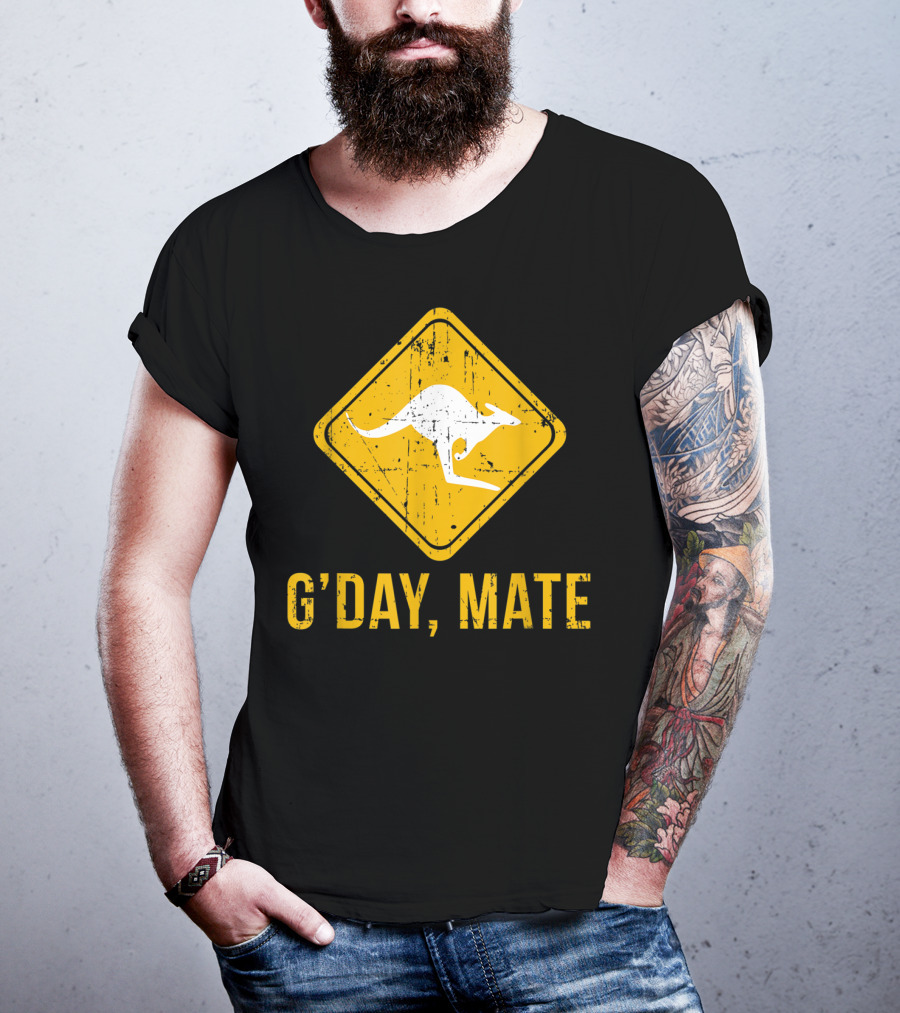 G'day Mate Kangaroo Road Sign Australia Family T-Shirt