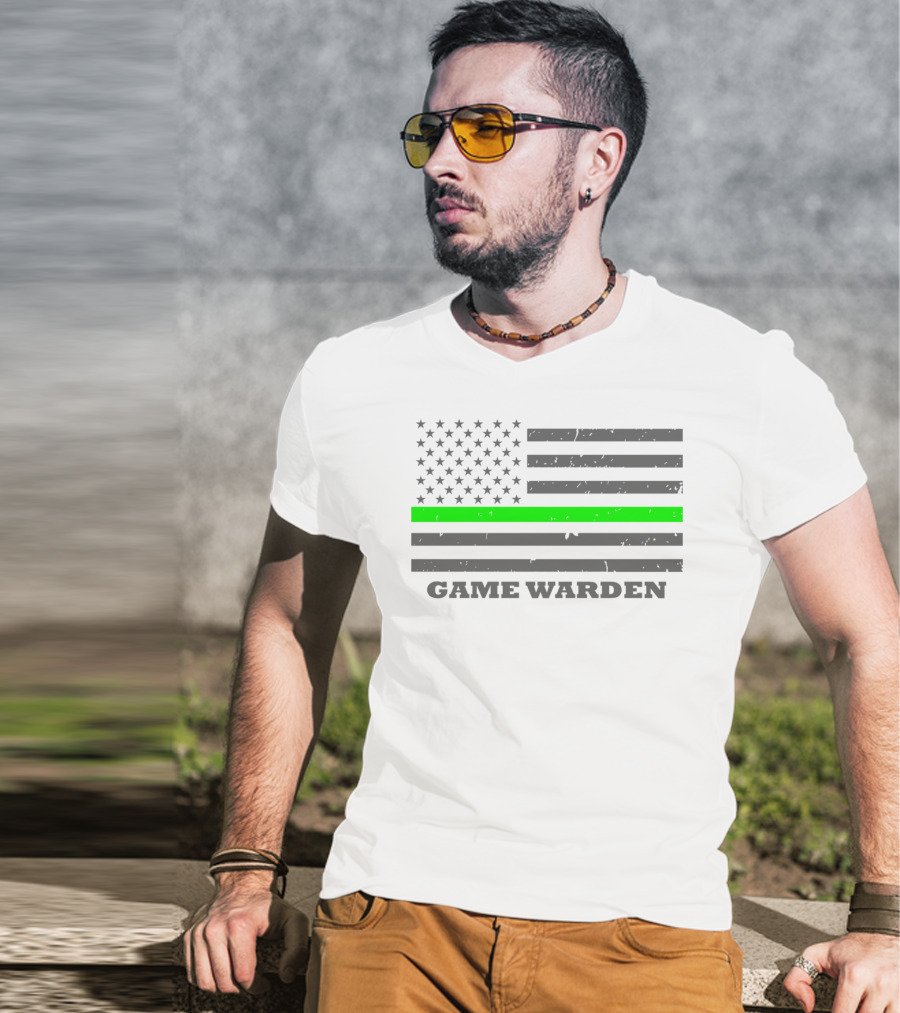 Game Warden Thin Green Line Flag Supporter T-Shirt