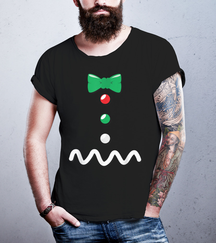 Gingerbread Man Christmas Bow Tie Décor T-Shirt