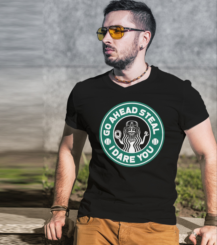 Go Ahead Steal I Dare You Catcher Baseball Softball T-Shirt