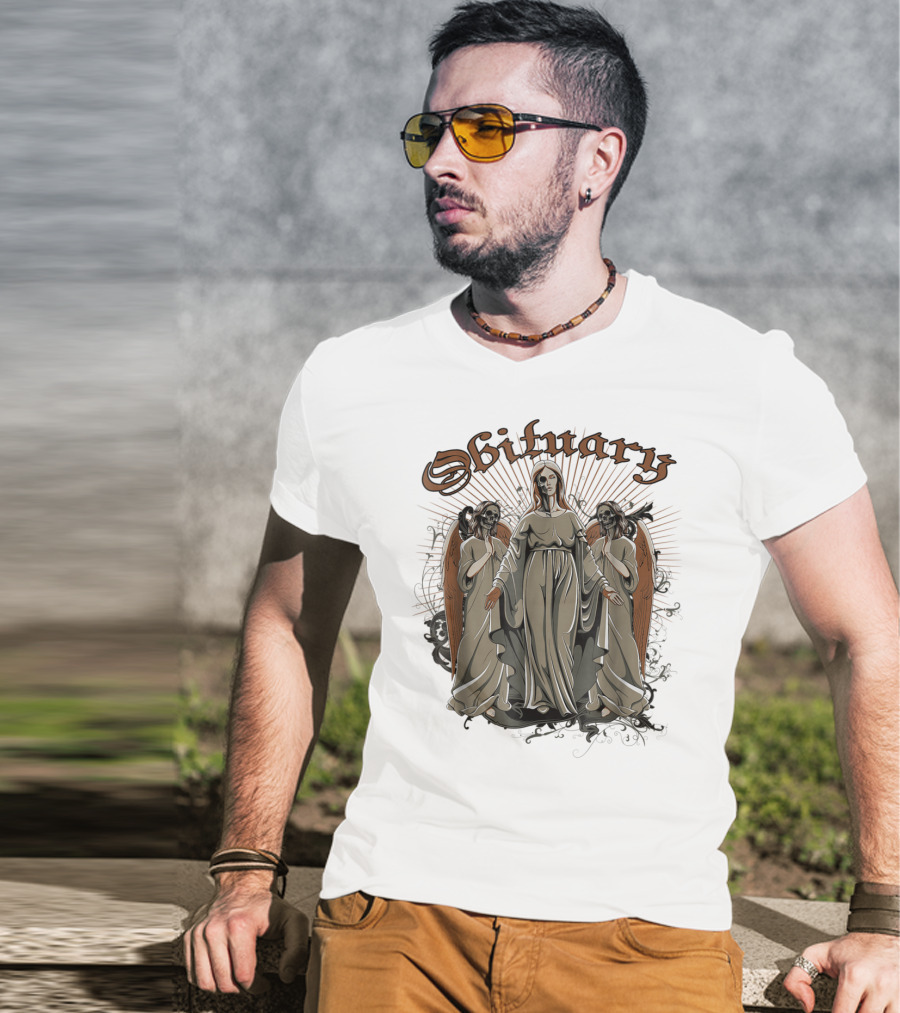 Obituary Halloween Angel Trio With Radiant Wings T-Shirt