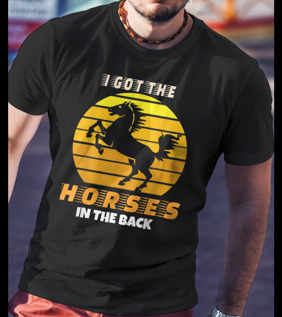 I Got The Horses In The Back Rearing Stallion Sunset T-Shirt