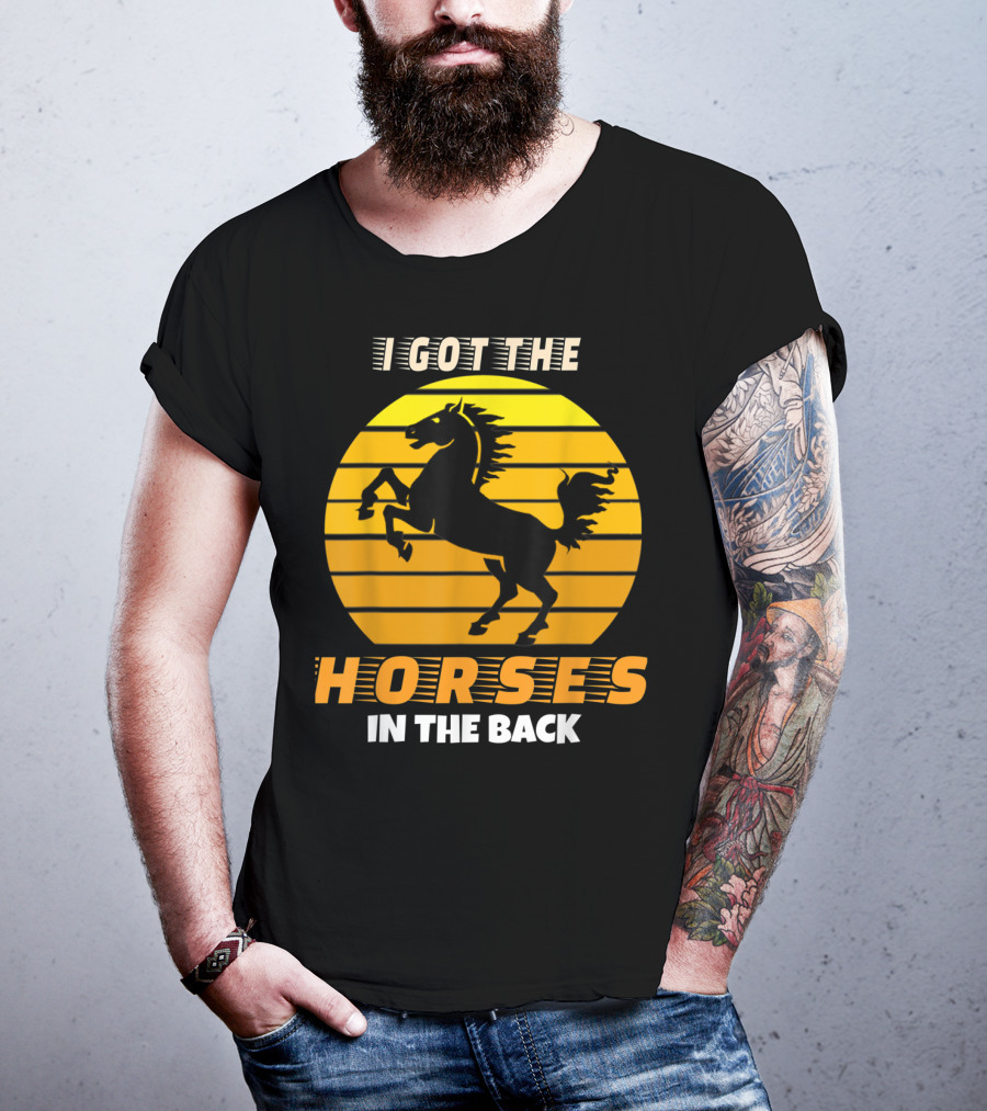 I Got The Horses In The Back Rearing Stallion Sunset T-Shirt