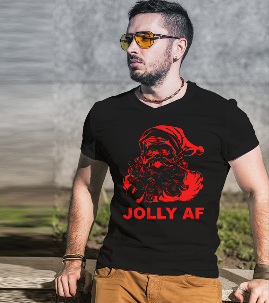 Jolly AF Funny Christmas Santa T-Shirt