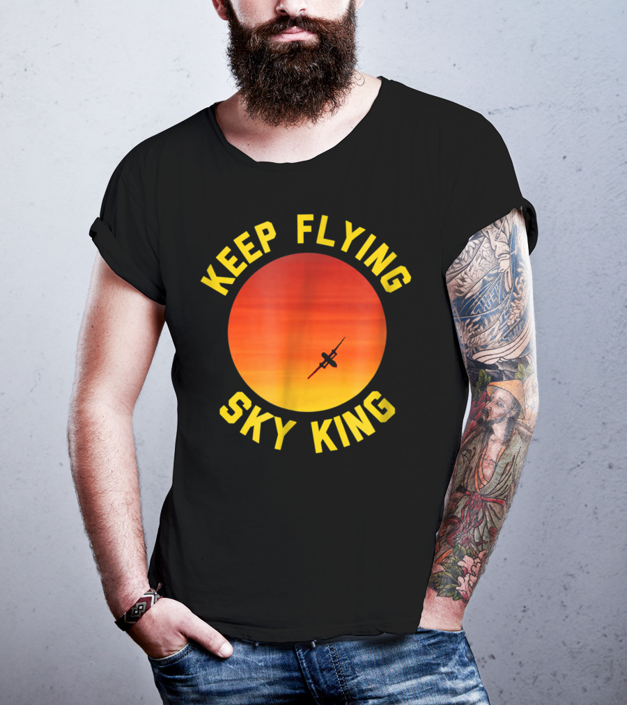 Keep Flying Sky King Aviation Pilot Airplane Sunset T-Shirt