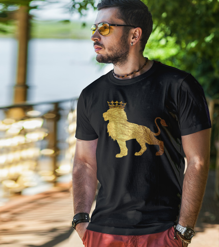 King Of The Jungle Lion With Golden Crown T-Shirt