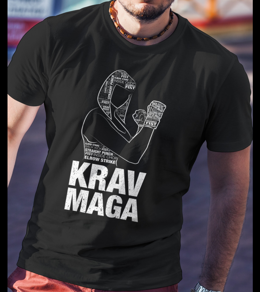 Krav Maga Woman Martial Arts Self Defence Straight Punch Elbow Strike Fist Techniques T-Shirt