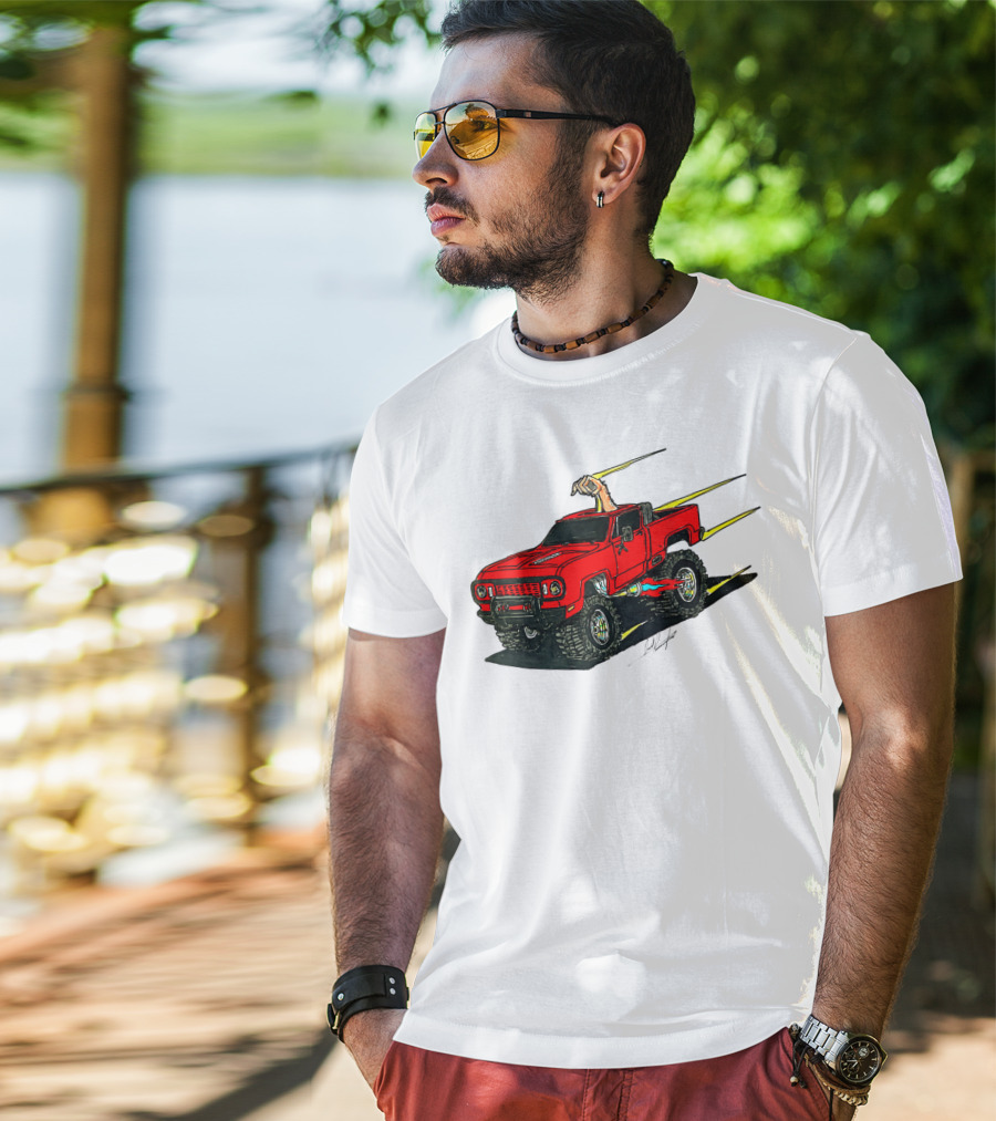 Kurt's Old Truck Red Off-Road Adventure With Arm Out The Window T-Shirt