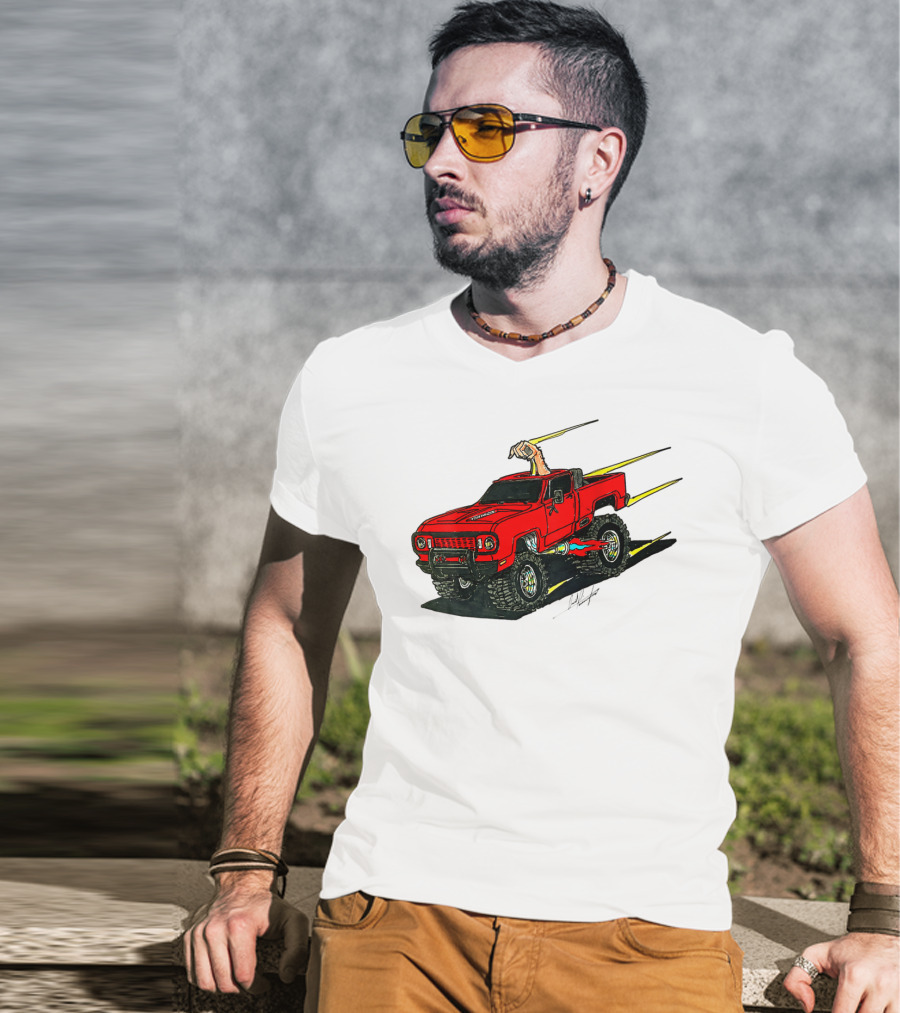 Kurt's Old Truck Red Off-Road Adventure With Arm Out The Window T-Shirt