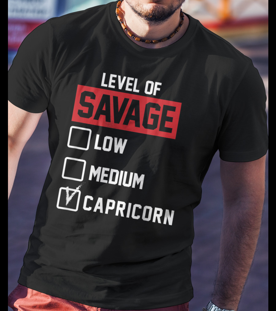 Level Of Savage Capricorn Checked Box Low Medium T-Shirt
