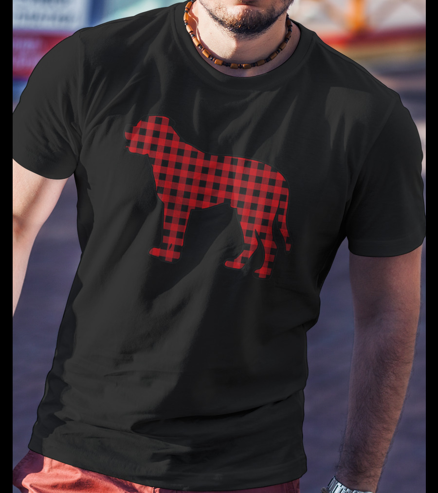 Mastiff Red Plaid Buffalo Christmas Dog T-Shirt