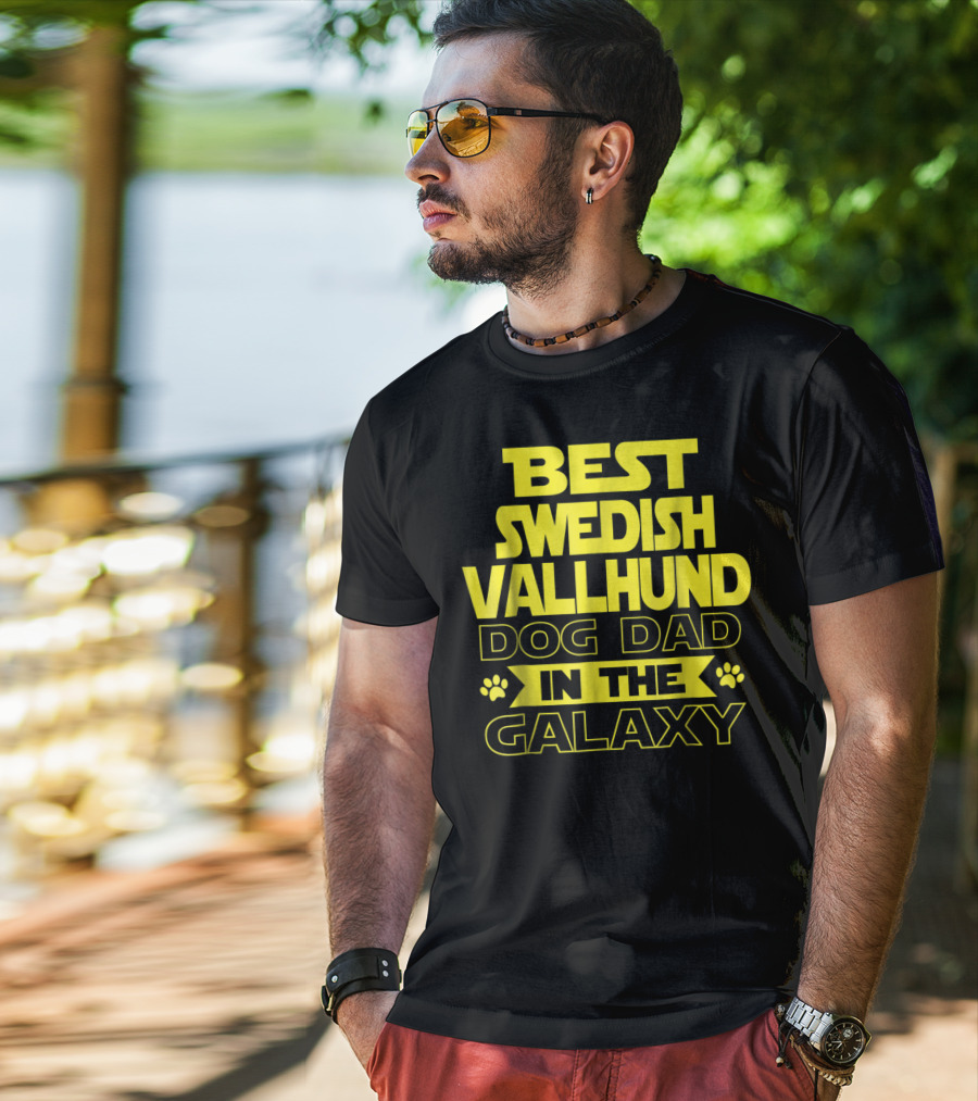 Best Swedish Vallhund Dog Dad In The Galaxy T-Shirt
