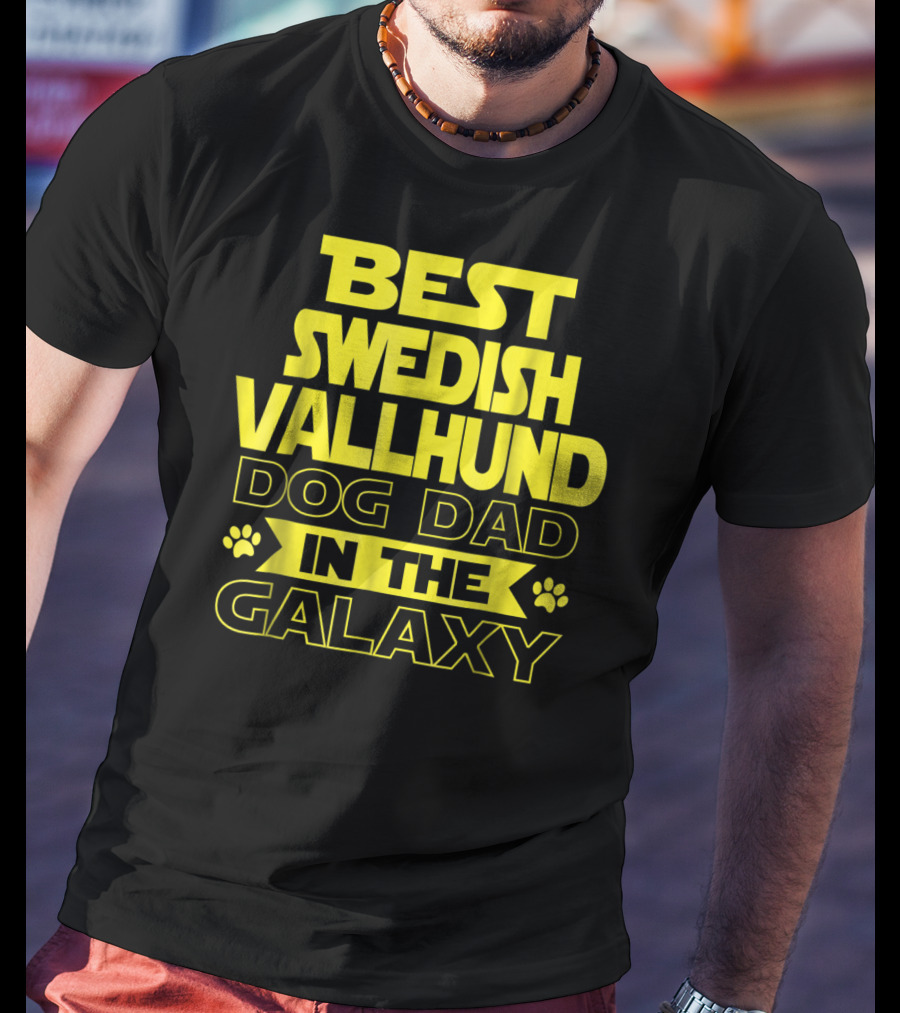 Best Swedish Vallhund Dog Dad In The Galaxy T-Shirt