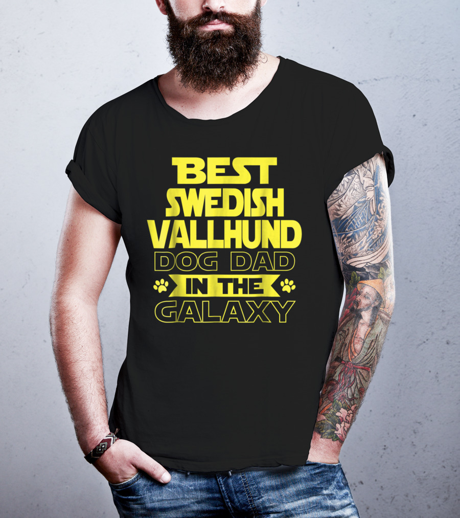 Best Swedish Vallhund Dog Dad In The Galaxy T-Shirt
